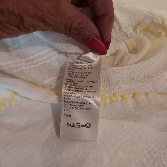 Free People Persuasion Embroidered Peasant White & Yellow Top Size Small - Picture 8 of 9